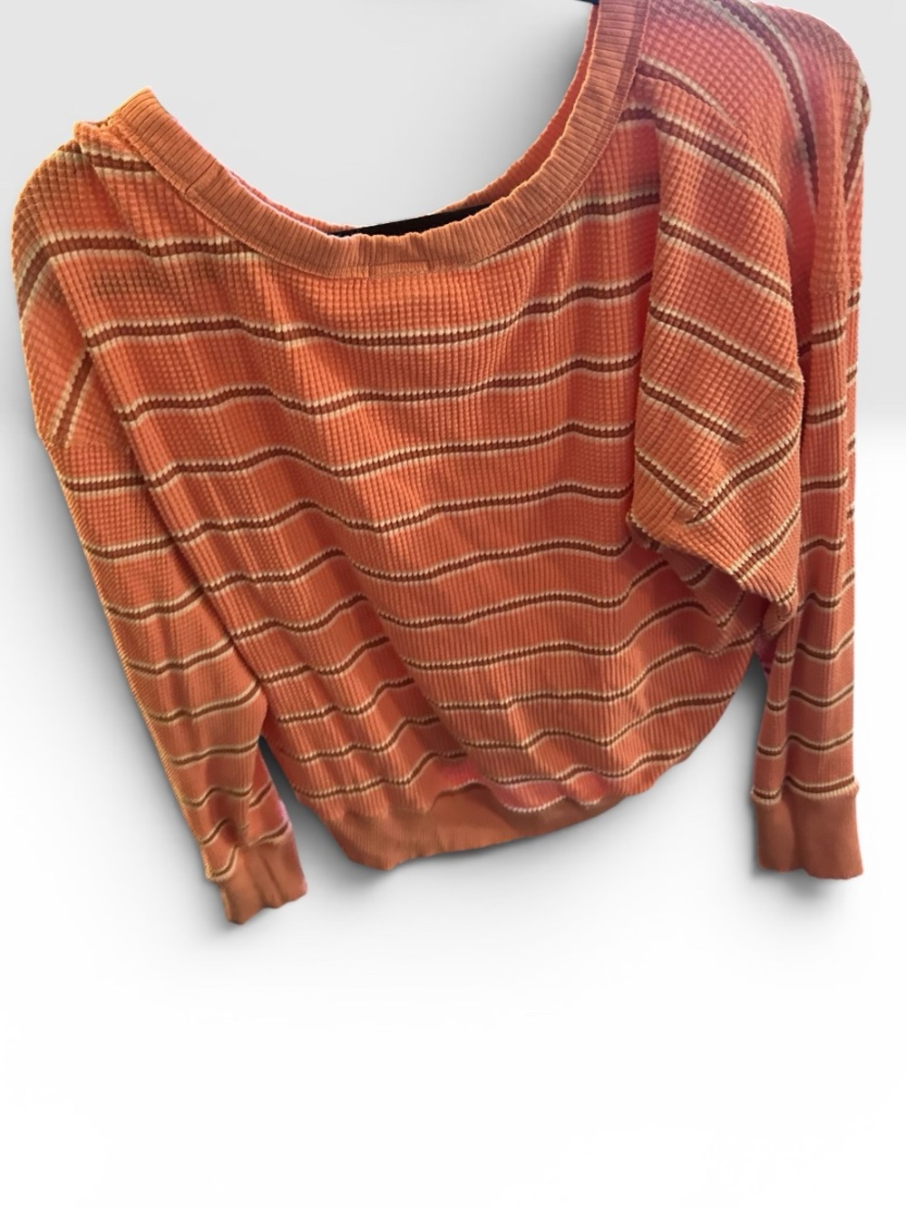 Offline by Aerie Striped Waffle Knit Sweater – Terracotta/Coral